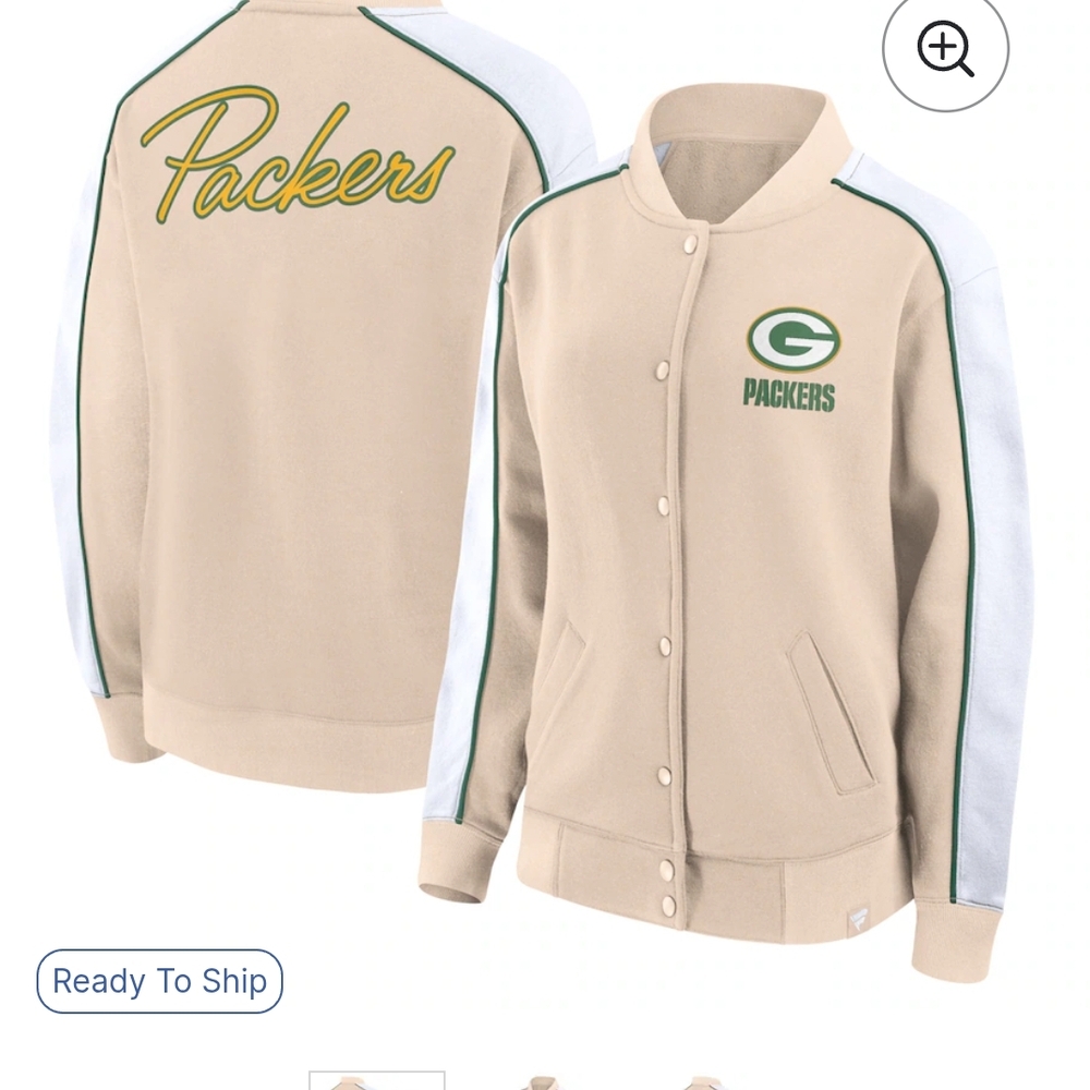 NFL Cream Varsity Jacket Green Bay Packers